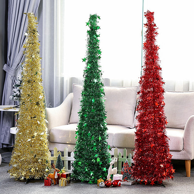 Artificial Tinsel Pop Up Christmas Tree with Stand Gorgeous Collapsible Artificial Christmas Tree for Christmas Decorations