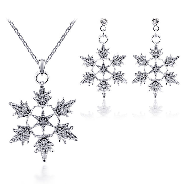 Exquisite Bridal Christmas Snowflake Necklace, Earring Set, Wedding Jewelry, Wedding Dress, Jewelry 4590 - The Gear Guy