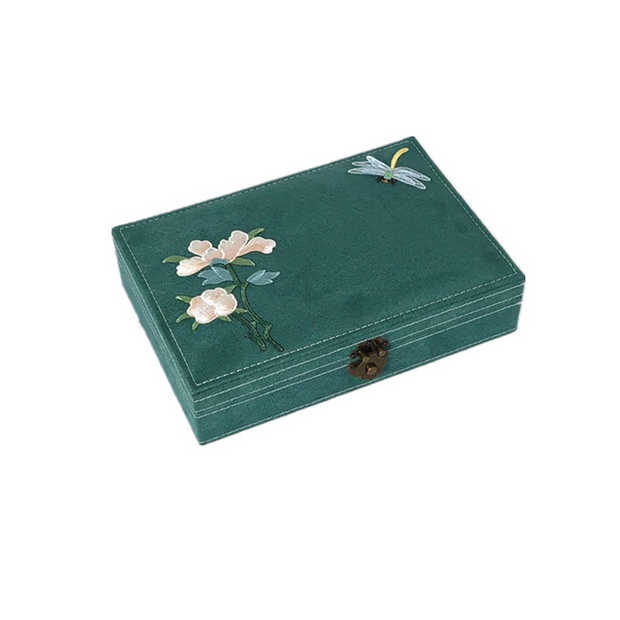 Jewelry box flannel jewelry box antique flower god storage box - The Gear Guy