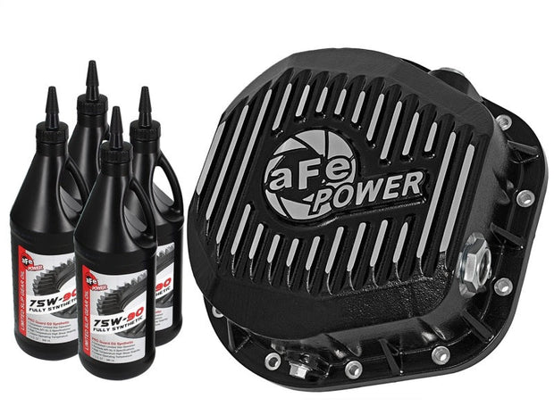 aFe Pro Series Rear Diff Cover Kit Black w/ Gear Oil 86-16 Ford