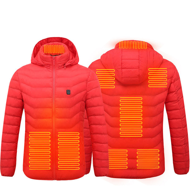 Men Heated Puffer Jacket Electric Heating Coat Insulated Hood Windbreaker 9Heat Zones - The Gear Guy