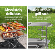 Grillz Camping Fire Pit BBQ Portable Folding Stainless Steel Stove
