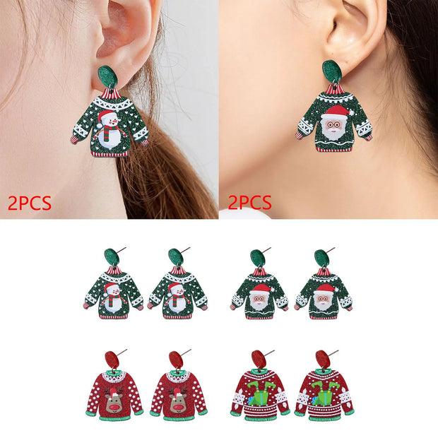 Sweater Christmas Earrings for Women Cloth Accessories Xmas Gift Jewelry Charm for Club Christmas Graduation Daily Wear Party - The Gear Guy