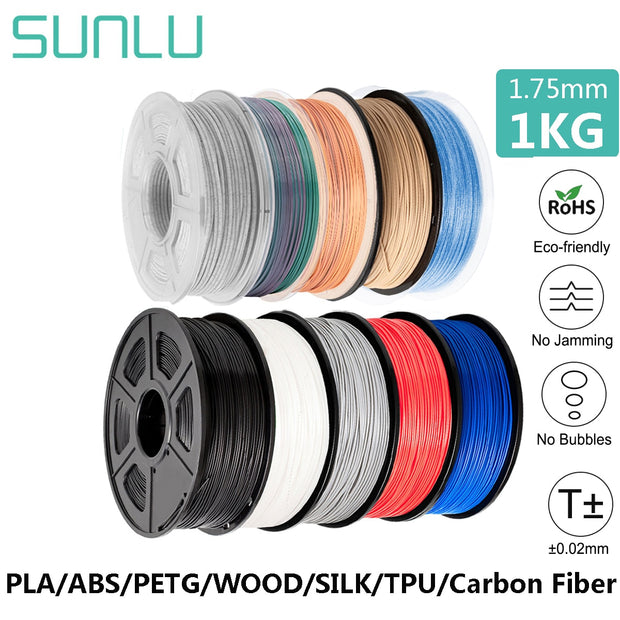 SUNLU PLA 3D Printer Filament PLAPLUS SILK 1.75MM 1KG 2.2LBS Arranged Neatly No Knots Odorless Non-Toxic No Bubble Biodegradable - The Gear Guy
