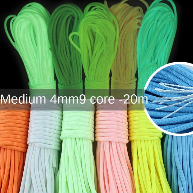 10m Paracord 550 Camping Survival Glow Rope Lanyard EDC Glowing Parachute 9 Shares Outdoor Cord Accessories Climbing Hiking