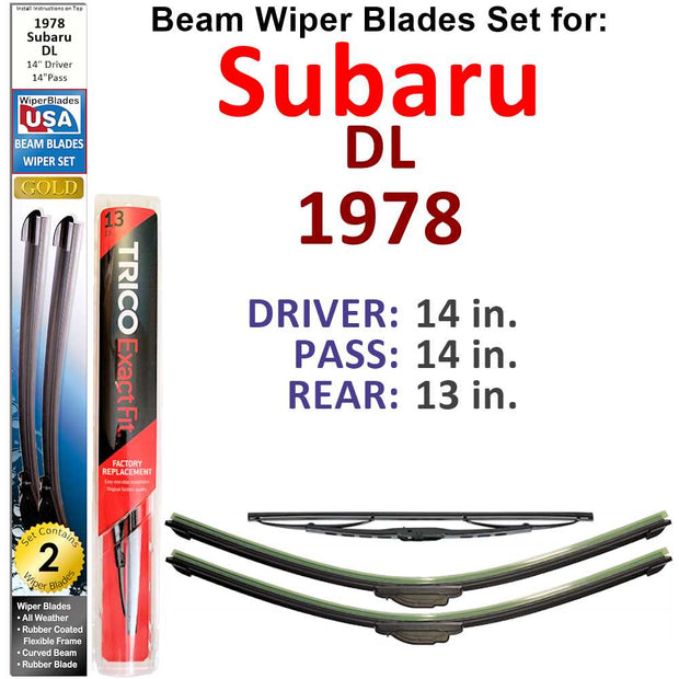 Beam Wiper Blades for 1978 Subaru DL (Set of 3) - The Gear Guy