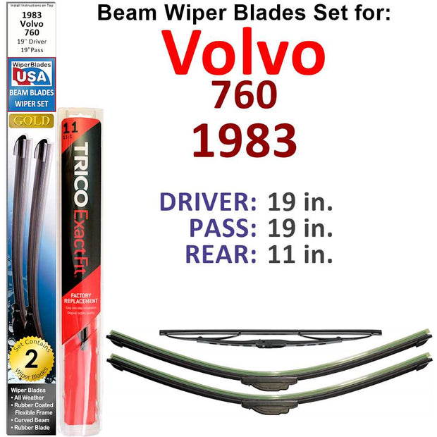 Beam Wiper Blades for 1983 Volvo 760 (Set of 3) - The Gear Guy
