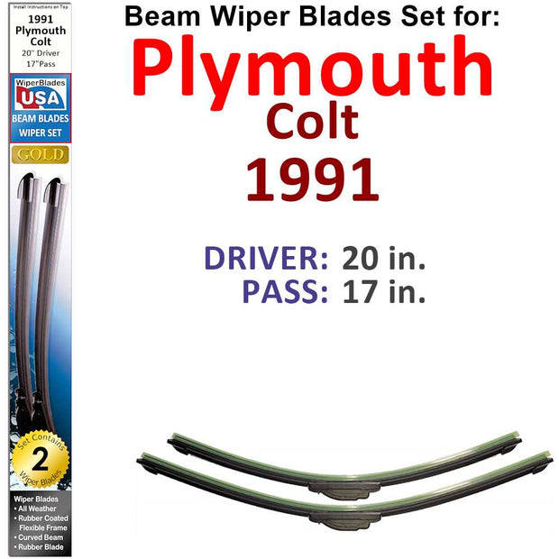 Beam Wiper Blades for 1991 Plymouth Colt 100 DL (Set of 2) - The Gear Guy