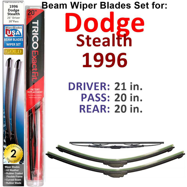 Beam Wiper Blades for 1996 Dodge Stealth (Set of 3) - The Gear Guy
