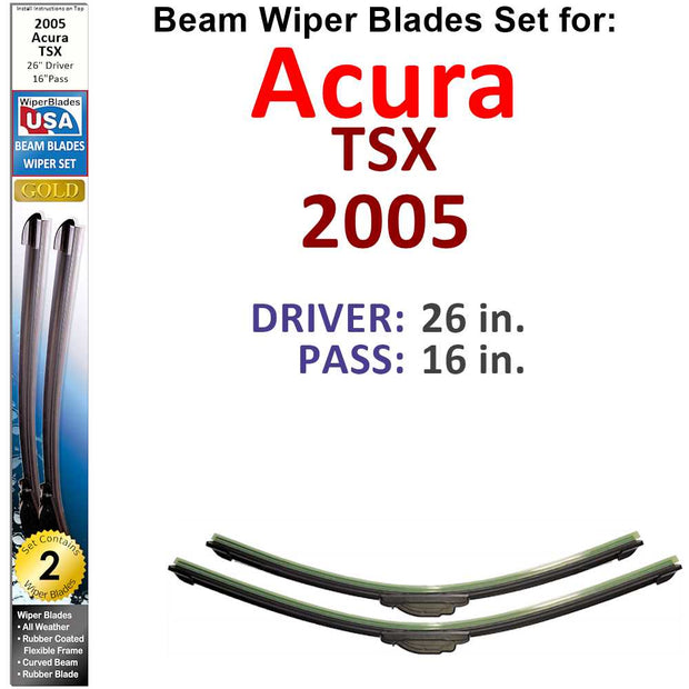 Beam Wiper Blades for 2005 Acura TSX (Set of 2) - The Gear Guy