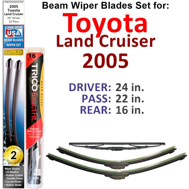 Beam Wiper Blades for 2005 Toyota Land Cruiser (Set of 3) - The Gear Guy