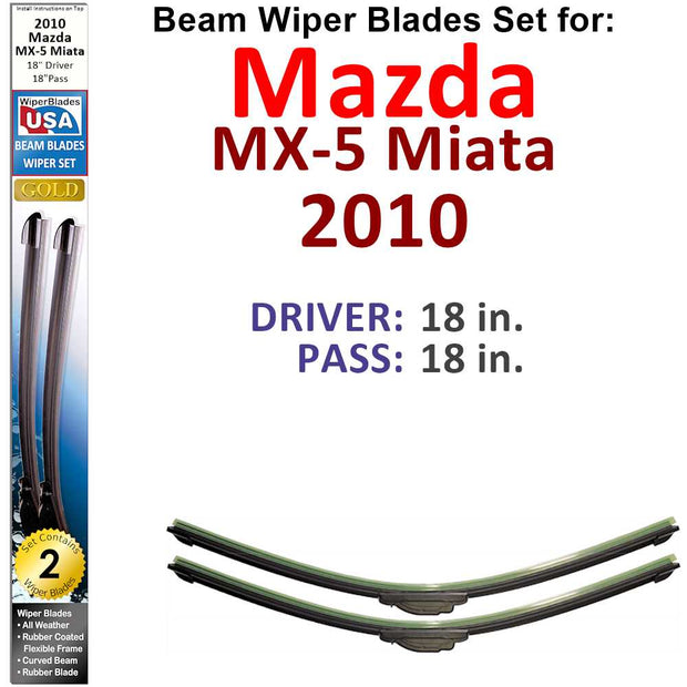 Beam Wiper Blades for 2010 Mazda MX-5 Miata (Set of 2) - The Gear Guy