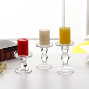 Glass Candle Holder Transparent Glass Set Candle Holder High Foot Crafts Wax Holder - The Gear Guy