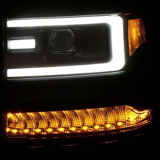 ANZO 16+ Chevy Silverado 1500 Projector Headlights Plank Style Black - The Gear Guy