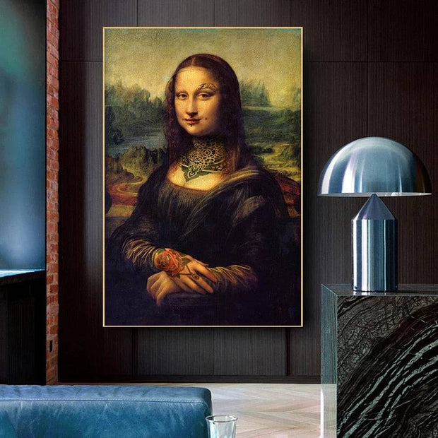 Inked Mona Lisa Canvas Art - The Gear Guy