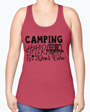 camping hair don't care- Camping-  Racerback Tank