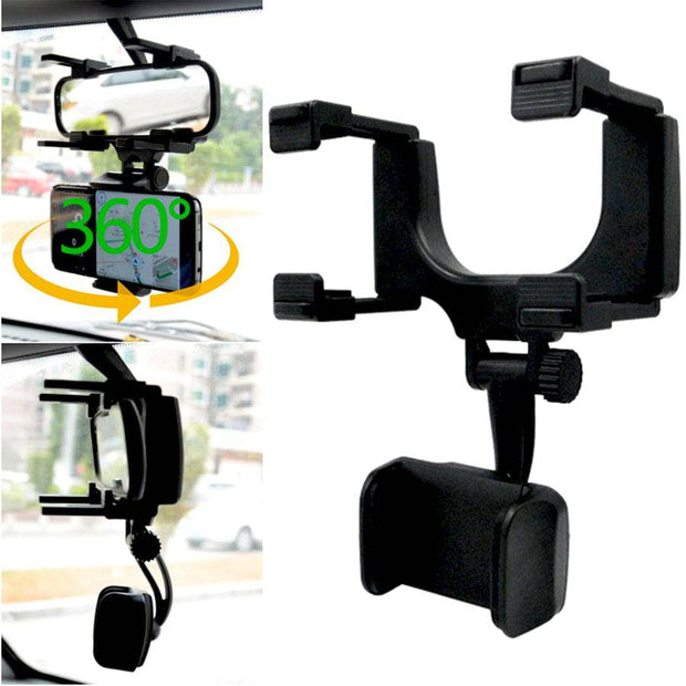 Car Phone Holder Car Rearview Mirror Mount Phone Holder 360 Degrees - The Gear Guy