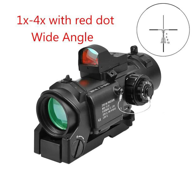 Tactical 1x-4x Fixed Dual Purpose Scope With Mini Red Dot Scope Red Dot Sight for Rifle Hunting Shooting - The Gear Guy