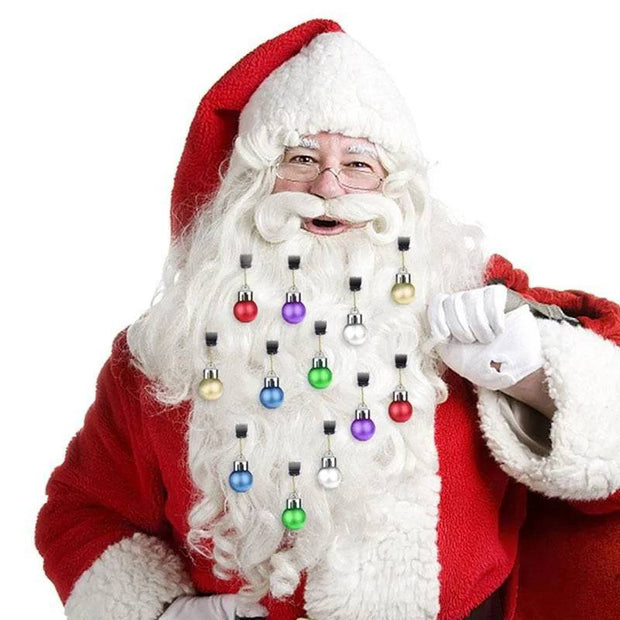 12Pcs Christmas Beard Decoration Mixing Ball Santa Claus Beard Clip Bulb Bells Clip Ornament Party Wearing Christmas Hairpins - The Gear Guy