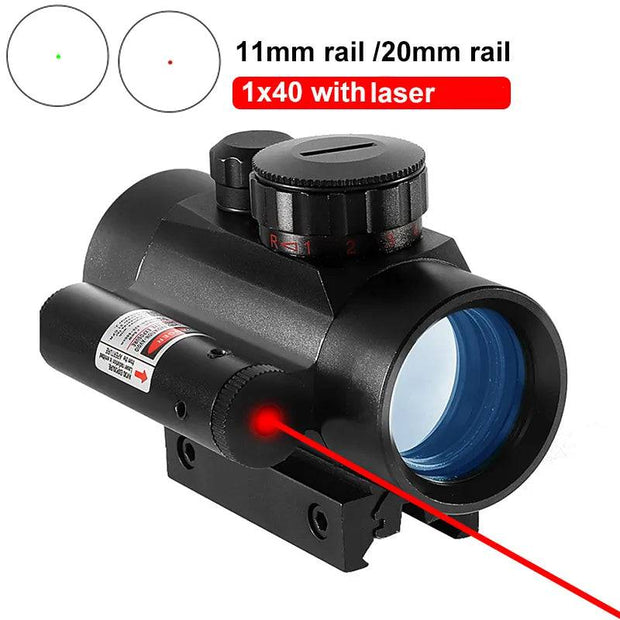 1x40 Red Dot Scope Sight Tactical Rifle scope Green Red Dot Collimator Dot With 11mm/20mm Rail Mount Airsoft Air Hunting - The Gear Guy