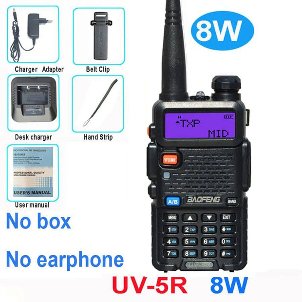 Baofeng UV-5R 8W True High Power 8 Watts Powerful Walkie Talkie Long Range 10km FM Two Way Radio CB Portable uv5r Hunting Radios - The Gear Guy