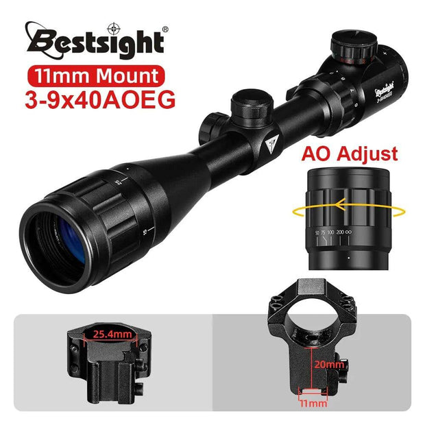 Bestsight 3-9x40 AOEG Hunting Rifle Scope Tactical Optics Sight Red Green Illuminated Optics Hunting Scopes Airsoft Gun - The Gear Guy