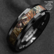 Black Men's Tungsten ring Red Forest Camouflage Camo Hunting Band Ring Size 6-13 Free Shipping - The Gear Guy