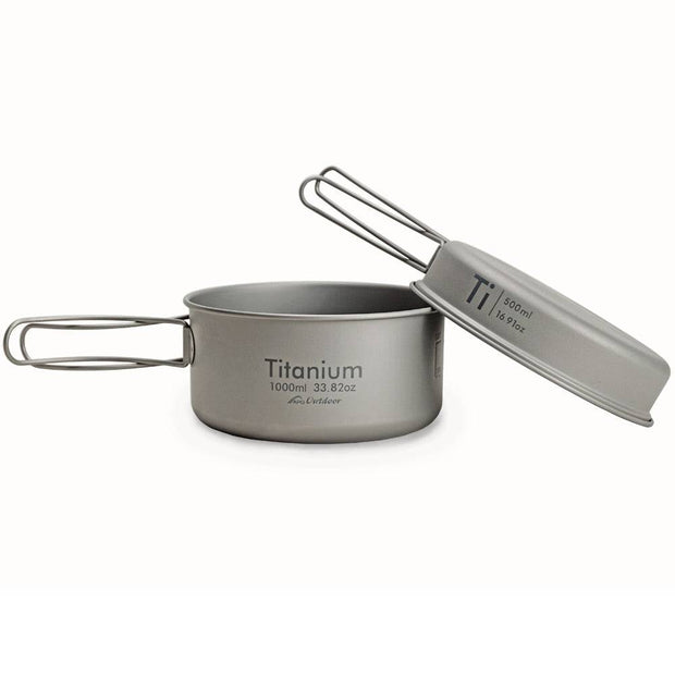 APG Ultralight Titanium Pan Outdoor Camping Tableware Titanium Pot Cookware - The Gear Guy