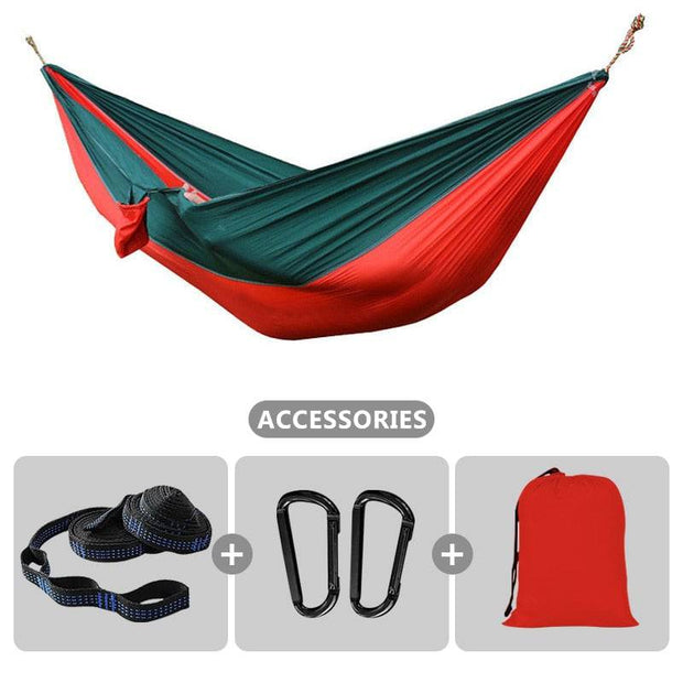 Portable Parachute Hammock 260x140cm 24 Color 2 People Camping Survival Outdoor Indoor Hammock for Backyard Patio Hiking Travel - The Gear Guy