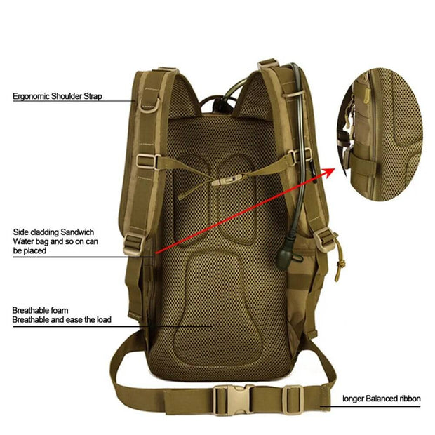Outdoor Tactical Backpack 900D Waterproof Army Shoulder Military Hunting Camping Multi-purpose Molle Hiking Travel Sport Bag 30L - The Gear Guy