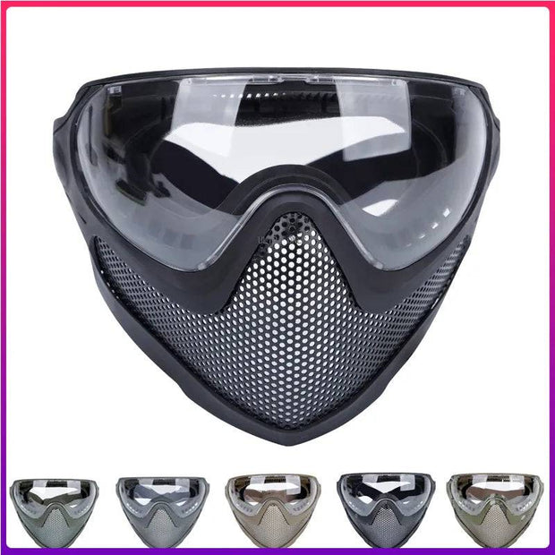 Tactical Full Face Mask Paintball Airsoft Cs Shooting Steel Mesh Breathable Protective Head Helmet Wearing Masks Hunting Gear - The Gear Guy