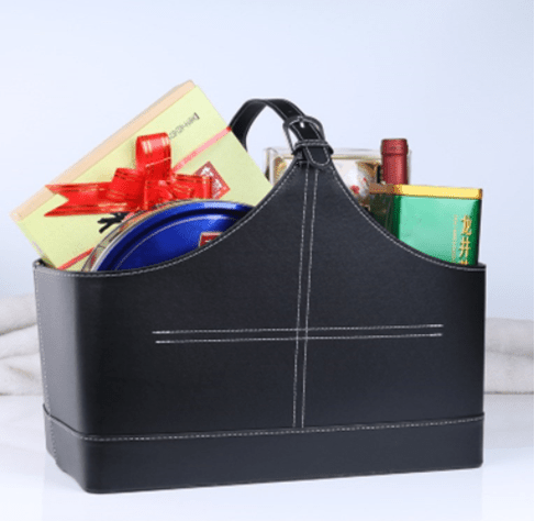 Leather Storage Basket Tote Basket PU Leather Holiday Gift Hamper - The Gear Guy