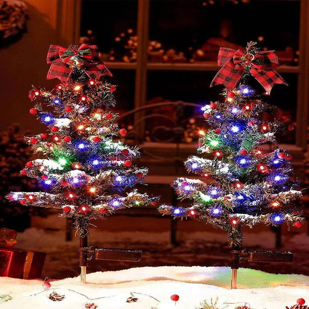 Waterproof Outdoor Christmas Decorations Solar Christmas Tree 2 Modes Yard Stake Christmas Pathway Light For Garden Yard Decor - The Gear Guy