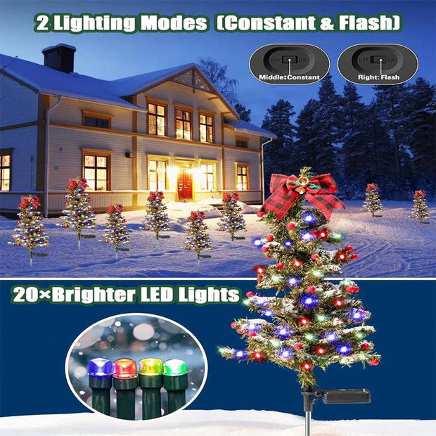 Waterproof Outdoor Christmas Decorations Solar Christmas Tree 2 Modes Yard Stake Christmas Pathway Light For Garden Yard Decor - The Gear Guy