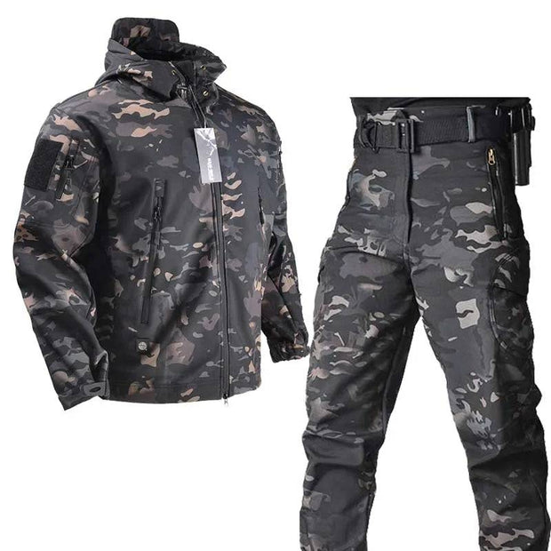Military Jacket Soft Shell Trainning Combat Uniform Safari Men Tactical Windproof Jackets+Pant Outdoor Fleece Army Hunting Suit - The Gear Guy