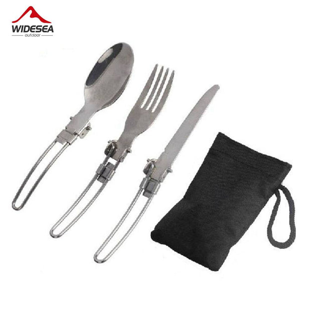3 pcs 1 set Portable Outdoor Camping Travel Picnic Foldable Stainless Steel Cutlery Set Spoon Fork Knife tableware Free Shipping - The Gear Guy