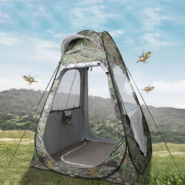 Camouflage Ice Fishing Tent For 1Person Anti-mosquito Rain-proof Sunscreen Double Doors 2Windows Pop Up Quick Open 150*150*190Cm - The Gear Guy
