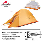 Naturehike Cloud Up 1 2 3 People Tent Ultralight 20D Camping Tent Waterproof Outdoor Hiking Travel Tent Backpacking Cycling Tent - The Gear Guy