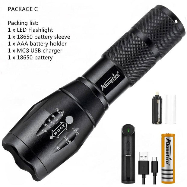 Powerful G700 Flashlight XML T6 L2 led Aluminum Waterproof Zoom Camping Torch Tactical light AAA 18650 Rechargeable Battery - The Gear Guy