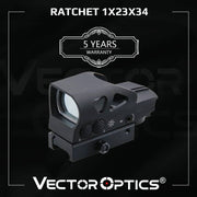 Vector Optics Gen2 Ratchet 1x23x34 Hunting Red Green Dot Scope 4 Reticle Open Sight with Picatinny Mount for AK 5.56 12ga .308 - The Gear Guy