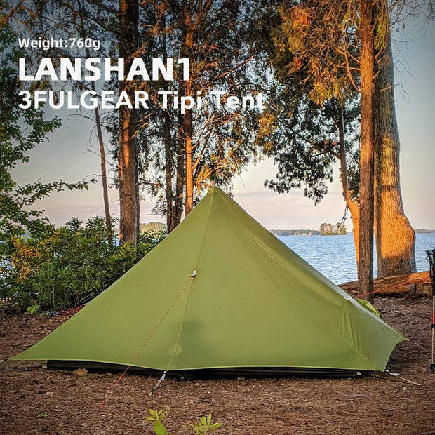 2021 New Version 230cm 3F UL GEAR Lanshan 1 Ultralight Camping 3/4 Season 15D Silnylon Rodless Tent - The Gear Guy