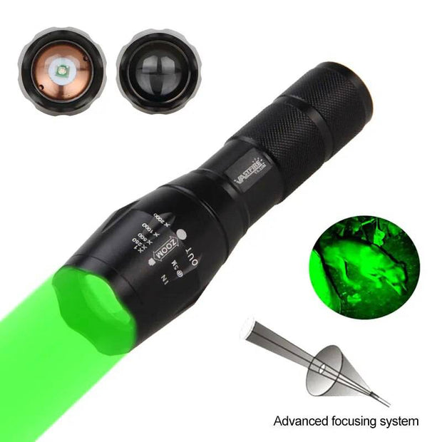 Hunting Light Red/Green Zoomable 18650 LED Tactical Lamp Focus Torch Light - The Gear Guy