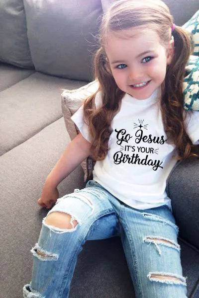 Go Jesus It's Your Birthday Hot Selling  Unisex Fashion Christmas Wear Girls Boys Short Sleeve Funny Printed T-Shirt Clothes - The Gear Guy