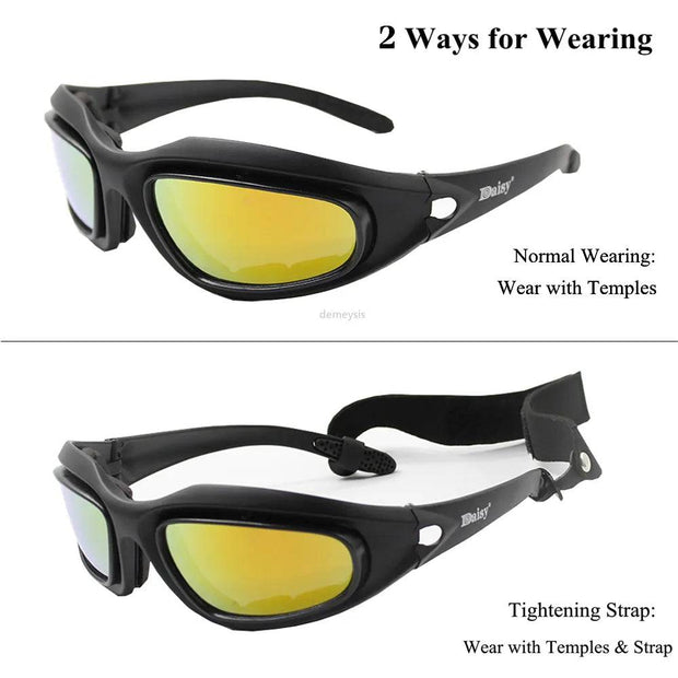 Desert 4 Lenses Army Goggles Outdoor UV Protect Sports Hunting Sunglasses Unisex Military Hiking Tactical Glasses - The Gear Guy