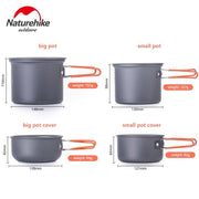 Naturehike 2-3 Person Camping Pot Sets Portable Outdoor Cookware Picnic Pot Pan Picnic Bowl Travel Mess Kits NH15T401-G - The Gear Guy