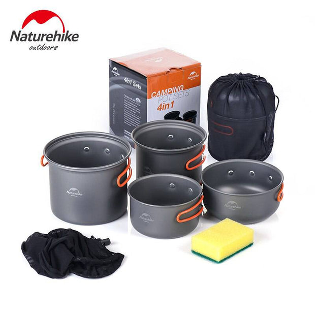 Naturehike 2-3 Person Camping Pot Sets Portable Outdoor Cookware Picnic Pot Pan Picnic Bowl Travel Mess Kits NH15T401-G - The Gear Guy