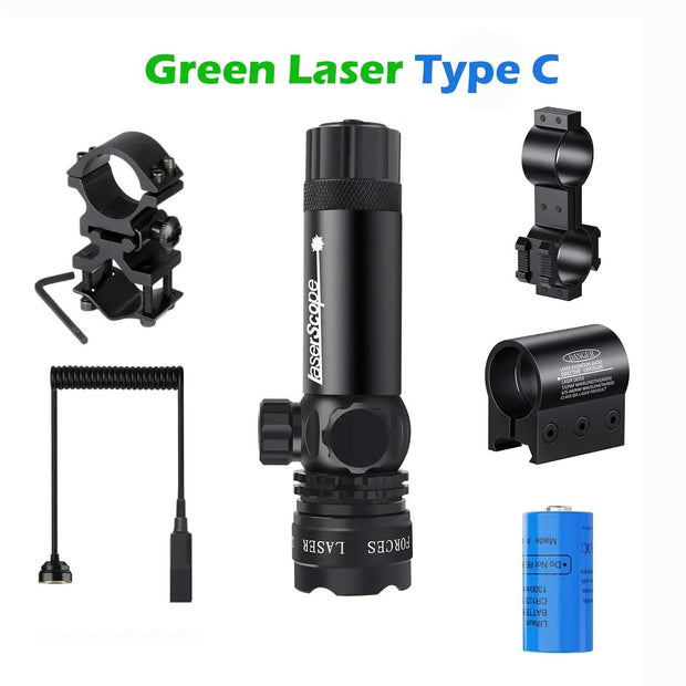 Tactical Hunting Green Dot Laser Sight with Mount Adapter + Remote Switch Rifle Gun Adjustable Red Dot Laser Sight with Battery - The Gear Guy