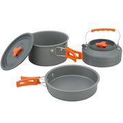 Outdoor Cookware Set DS311 Camping Cooking Set 3 Person Pot Pan 1.1L Kettle - The Gear Guy