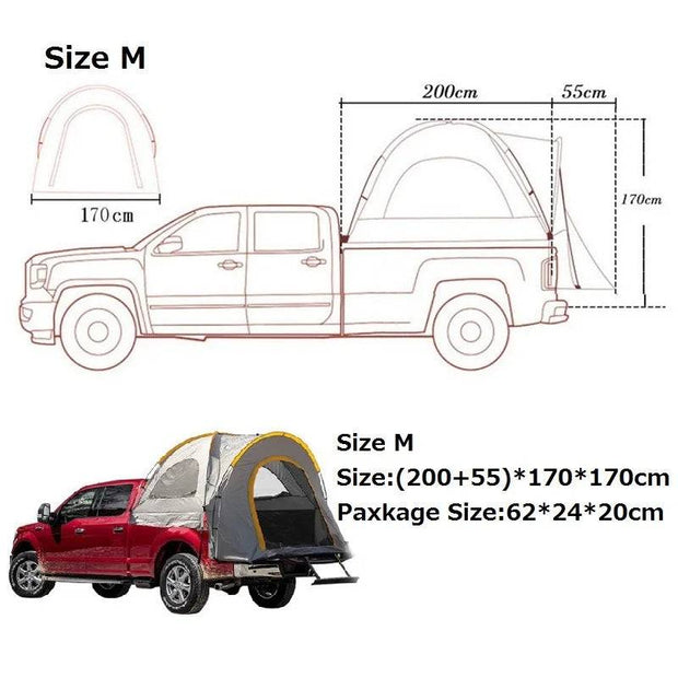 Outdoor Pickup Truck Tent Waterproof Double Layers Self-driving Tour Truck Bed Tent Family Camping Traveling Truck Tail Bed Tent - The Gear Guy