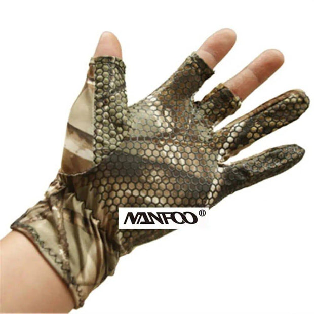 Summer Fingerless Anti-Skid Fishing Cycling Gloves Waterproof Bionic Camouflage Hunting Gloves Polyester Breathable Thin Gloves - The Gear Guy